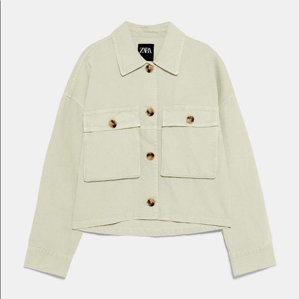 COPY - Zara Pastel Green Denim Overshirt | Sz XS - Picture 3 of 5